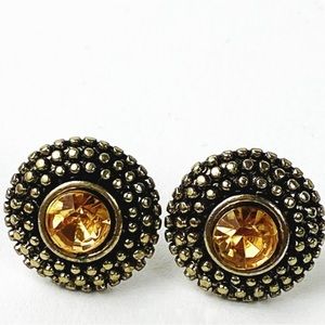 Round Amber Stone Studded Classic
Earrings Pierced